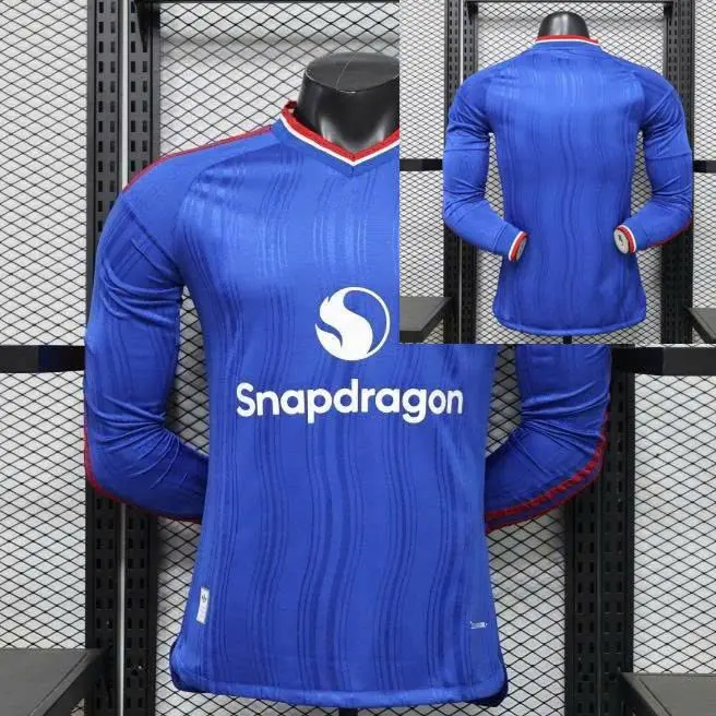 Snapdragon Brand Blue Long Sleeve Jersey with Red Accents and Logo Design for Sports Fans 2027