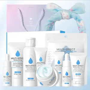 Laikou Multi-Effect Hydrating Skincare Gift Set, Cleanser 50g, Toner 100ML, Eye Cream 15g, Essence 17ML, Cream 25g, Travel Size & Gift Bag, Moisturizing Revitalizing Set