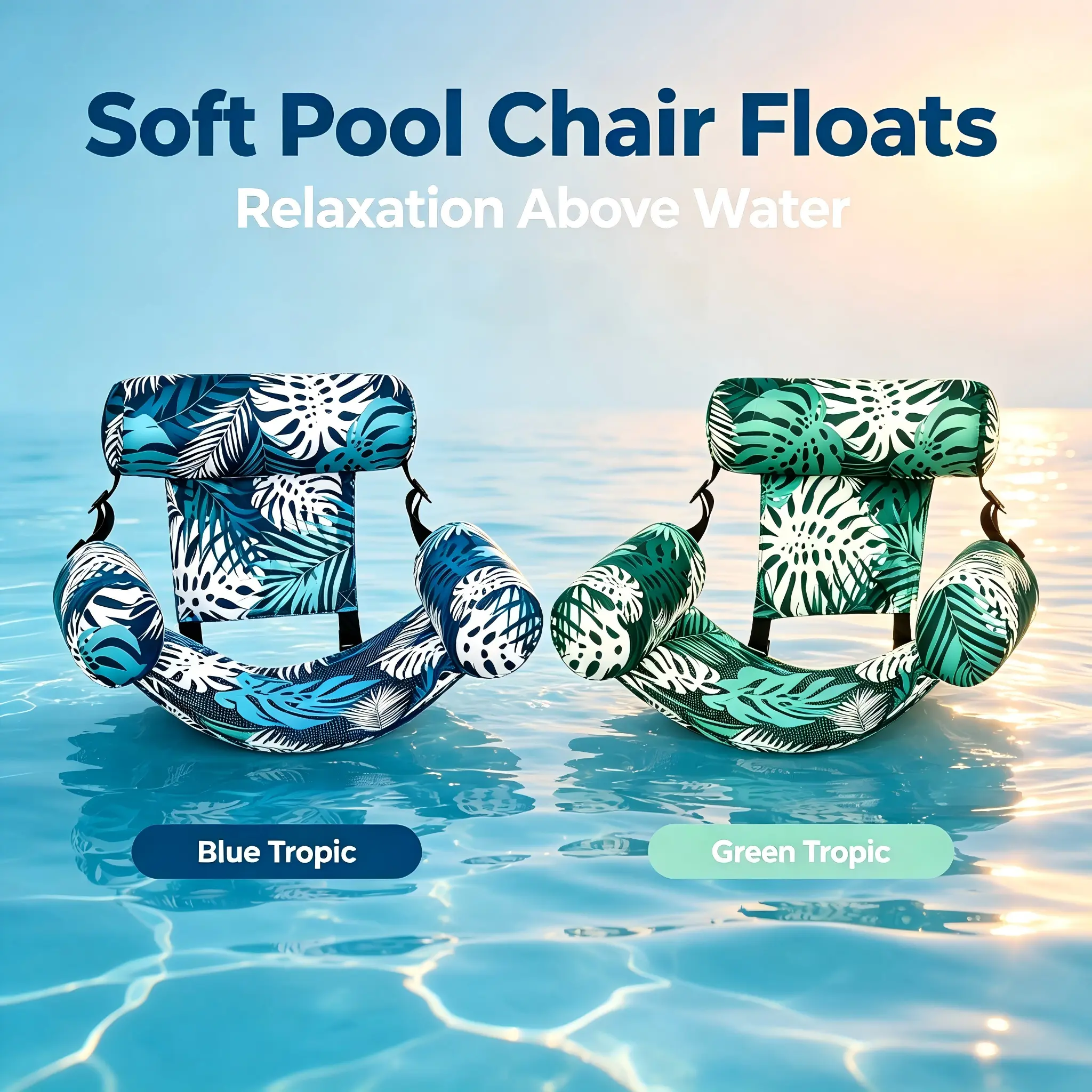 Multi-Functional Leaf Print Pool Float Lounger, Portable Foldable Water Hammock Chair, Lightweight Floating Seat for Pool Parties & Summer Beach Vacations