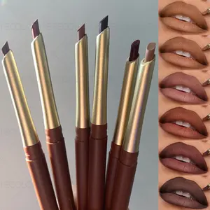 6pcs/set 2-in-1 Waterproof Matte Lip Liner, Three-dimensional Lip Contour, Soft Texture, Full Lip Shape, Moisturizing, Suitable for All Skin Types
