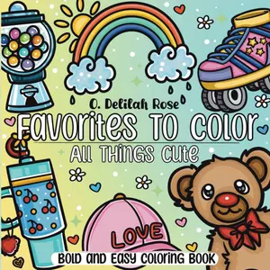 Favorites to Color - All Things Cute: Bold and Easy Coloring Book: 52 Coloring Pages for Kids, Teens, and Adults