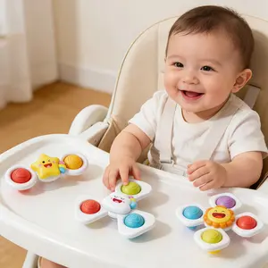 3PCS Easter Suction Spinner Toys, Multifunction, Star Cloud Design, ABS Safe Sensory Fidget Bath Toys for Boys Girls, Push Pop Set, Stress Relief for Autism, Travel Toys for Airplane Table & Window, OPP Packed #EasterToys #SensoryToys #BabyBathToys