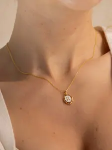 Trendy Drip Oval Alphabet Pendant Necklace, Stainless Steel Minimalist Necklace for Women, Personalized Letter Jewelry, Necklace Initial