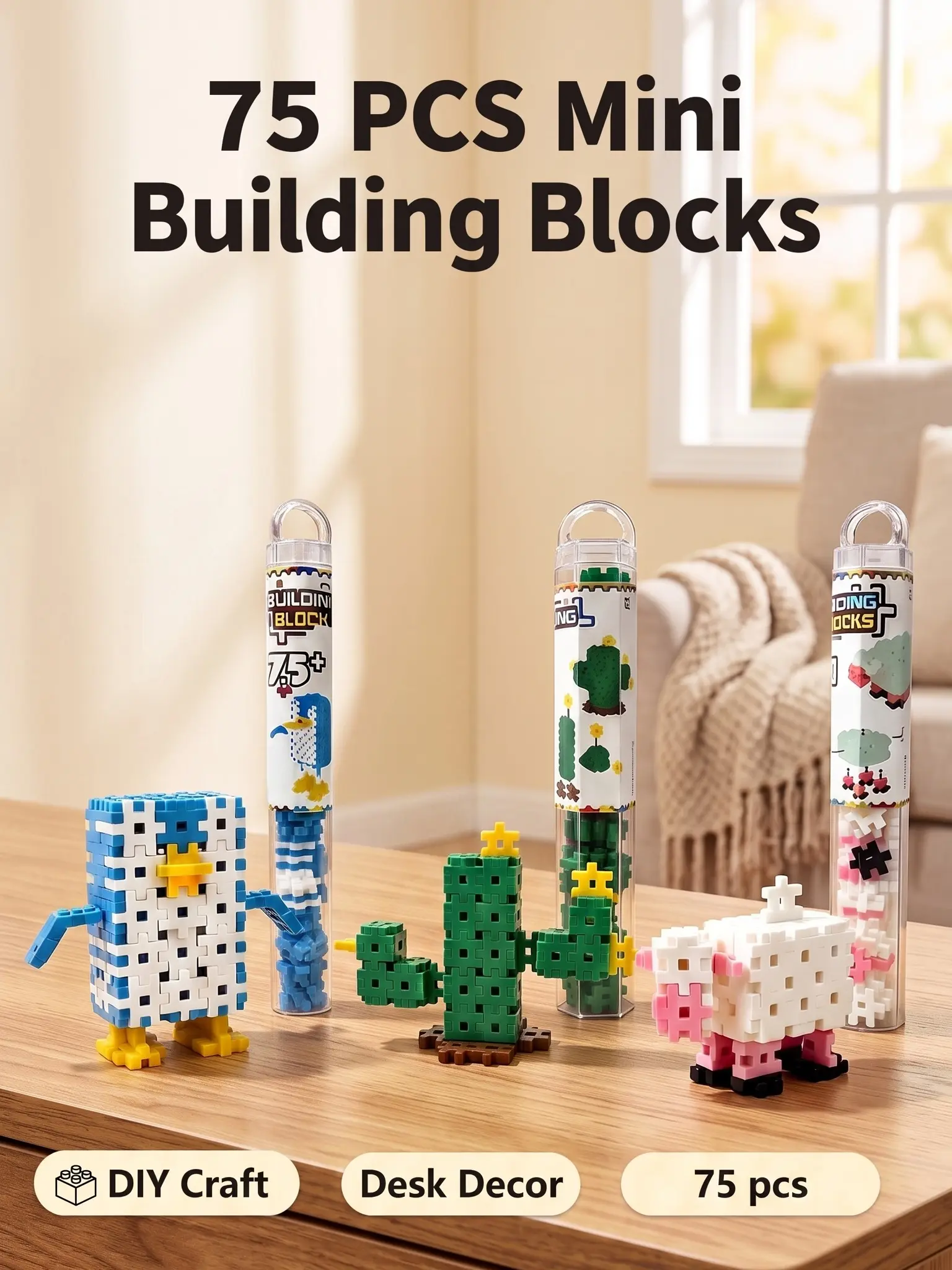 3-Pack Mini Cross Interlocking Building Blocks Set, STEM Educational Puzzle Blocks for Kids & Adult Stress Relief