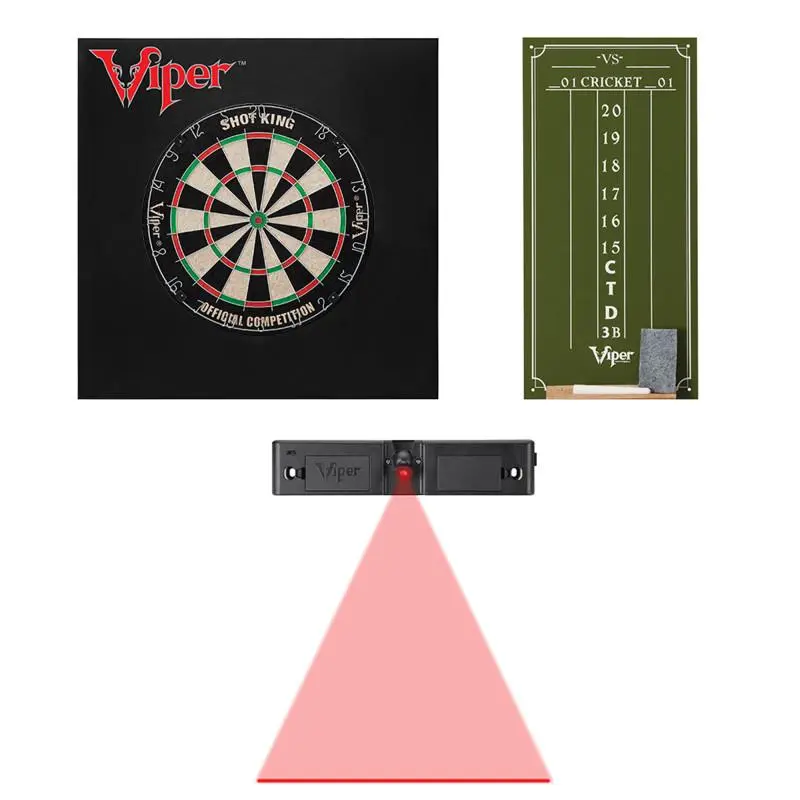 Viper 40-1044 Shot King Regulation Size Self-Healing Bristle Dartboard Kit - Red, with Small Cricket Chalk Scoreboard, Throw Line Light, Wall Defender II for Tournament Games, Dart Game, Galvanized Rounded Spider, 18 Inches, 18" Diameter, Foam, Protects W