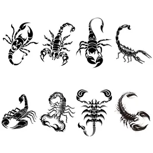 8 Sheets Black Scorpion Temporary Tattoos Animal Birthday Party Decorations Supplies Favors Body Art Tattoo Stickers for Men Women Teens Girls Boys