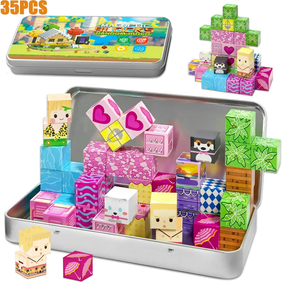 Magnetic Cubes Set, Stem Building Toys, 3D DIY Construction Blocks, Building Block Sets, Creative Play for Kids, Perfect Gift for Toddlers Aged 3+, Stackable Cubes