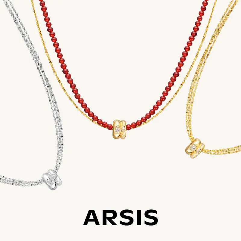 Felice Layered Necklace – 2-in-1 Detachable Beaded Chain with CZ Pendant | 18K Gold Plated