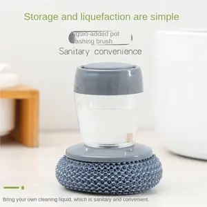 1PC Lightweight Durable Automatic Press-Type Soap Dispensing Pot Brush, Multi-Functional Kitchen Cleaning Tool for Daily Dishwashing