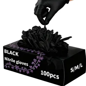 100/50/4 pcs Durable Nitrile Gloves. Ideal for household cleaning; waterproof and oil-resistant. Latex-free and alcohol-free. Suitable for kitchen waste cleanup, pet care, tattooing, and embroidery. Non-medical use only.
