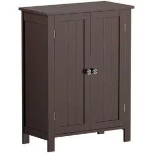 JupiterForce Modern Brown Floor-Mounted Bathroom Storage Cabinet - Double Doors, Adjustable Shelves, Functional Design, MDF Wood, Waterproof Construction