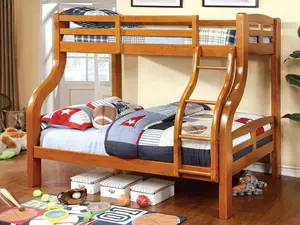 Verona Charming Wooden Twin/Full Bunk Bed with Curved Frame and Ladder