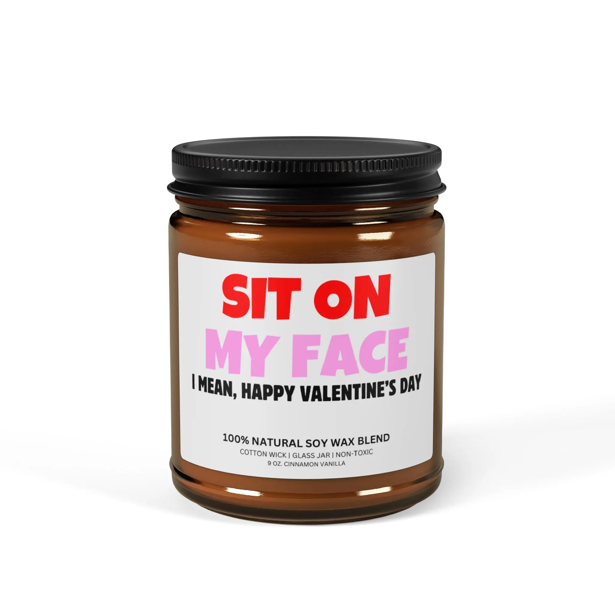 Sit On My Face Valentines Day Scented Soy Candle 9oz Cinnamon Vanilla - Funny Candle - Valentines Day Gift - Joke - Gift For Women - Smell Good Candle Decor Light Cozy Freshener