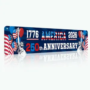 American 250th Anniversary Aluminum Sign , 4th of July Decorations,1776-2026 USA 250th Birthday 16x4in, Decorations for Outdoor, Indoor, Yard, Garden, Porch