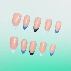 Bling by Allie  POP FRENCH- 100% Handmade Press-On Nails | Resusable, Salon Quality, Long Lasting