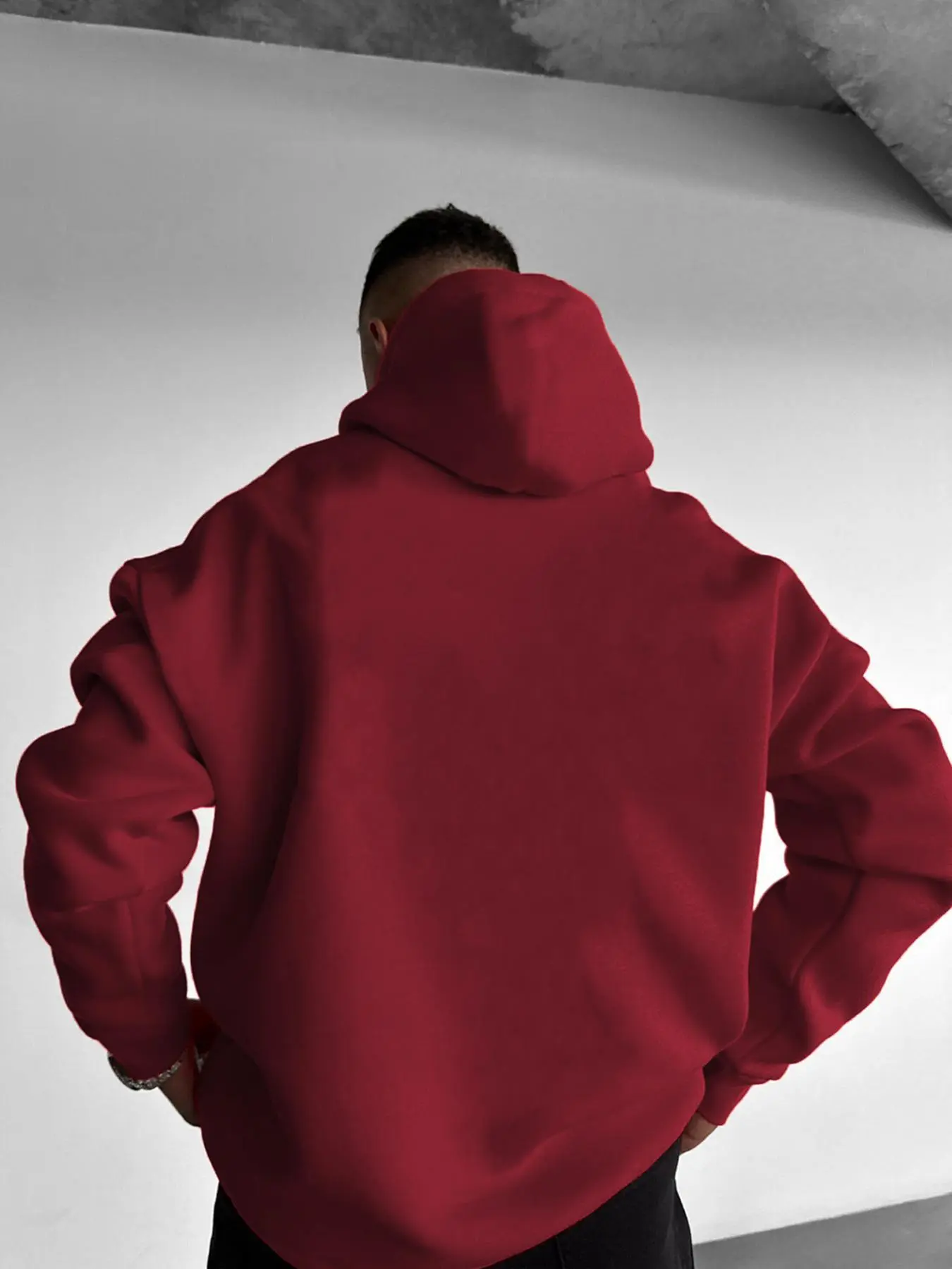 Unisex Solid Pocket Drawstring Thermal Lined Heavy Hoodie, Loose Casual Long Sleeve Hooded Sweatshirt for Fall & Winter, Men's Clothes for Daily Wear, Casual Fashionable Outerwear