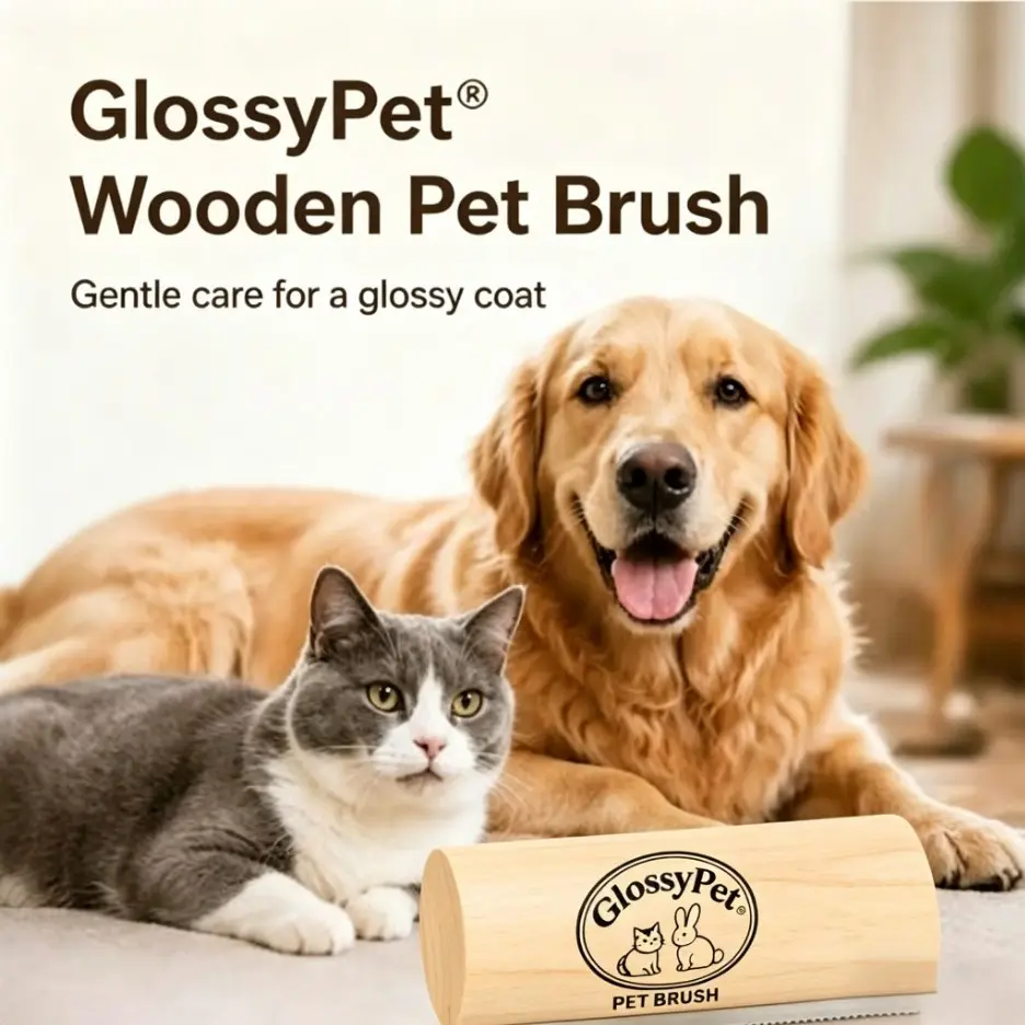 Natural Wooden Pet Grooming Brush, Comfortable and Relaxing for Pets, Easter Pet Grooming Essential: Natural Wooden Pet Brush, Deshedding Tool 🪵🐰