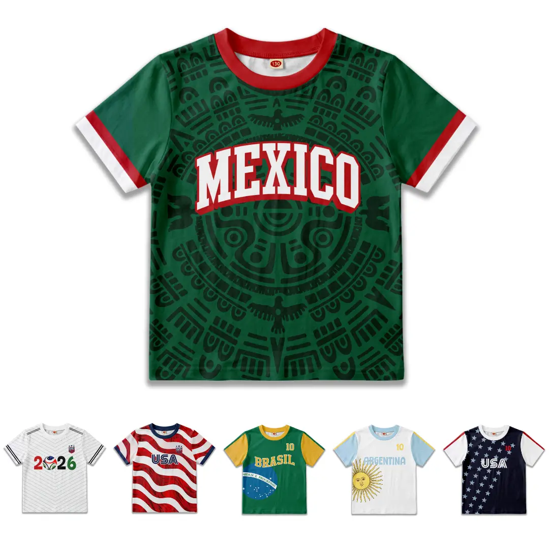 Kids Soccer T-shirt Boys Girls Summer Tee Sport Fans Casual Top Country Graphic Print Tshirt Graphic Printed Tees Cool Graphic Tee