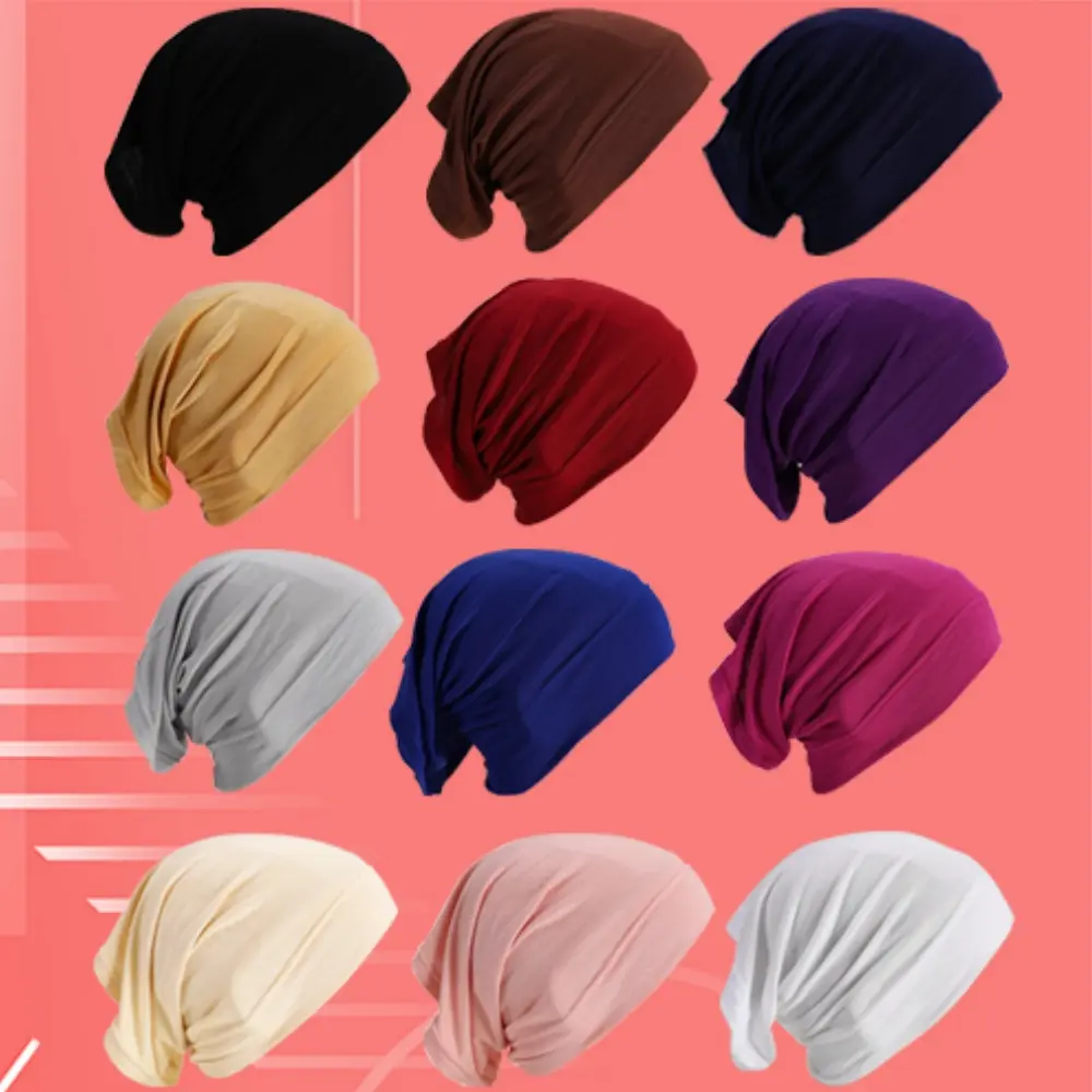 12 Pieces Under Scarf Hijab Cap for Turban Head Wraps Scarf Solid Color Hijab Tube Unisex Stretch Dreadlocks Tube summerwins