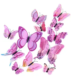 Pink 3D Butterfly Wall Decals - Set of 12 Stickers for Kids' Rooms, Living Rooms, & Bedrooms Butterflies Decor