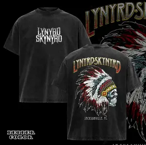 Vintage Lynyrd Skynyrd Black Indian Skeleton Jacksonville FL Washed Tee Mens Large, Lynyrd Skynyrd Shirt, Retro Music Tee, Rock Music Lover Shirt