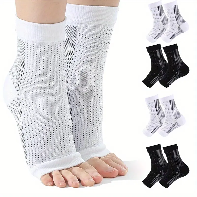 2-Pair Mid-Crew Ankle Protective Compression Socks for Men and Women, Multi-Sport Performance Sports Socks for Running & Cycling, Cycling Mix Sports Socks