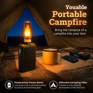 USB Flame Atmosphere Lamp – Realistic Flicker LED, Cozy Desk & Car Decor, Remote & Timer, Portable Mood Light