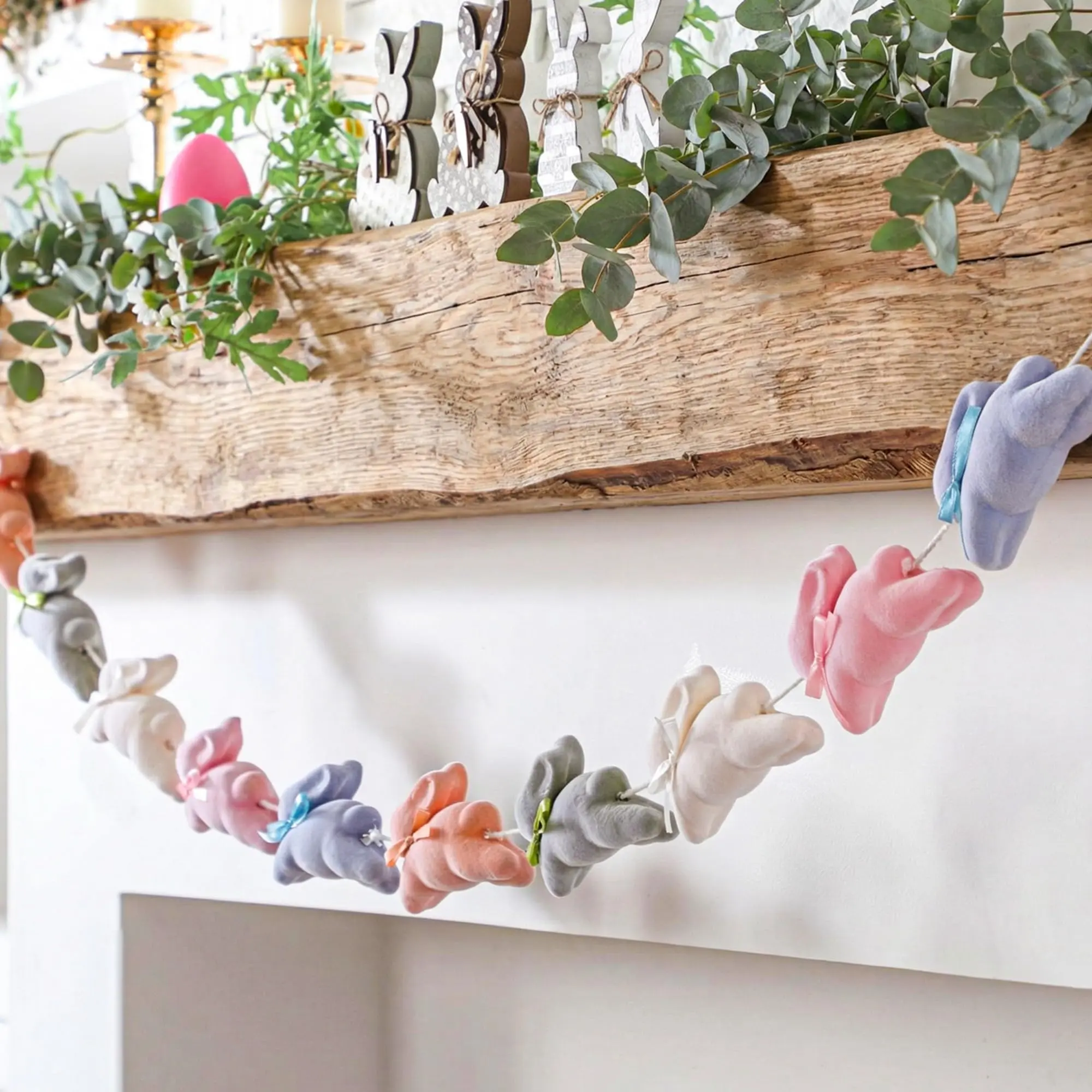 8.2 ft Flocked Bunny Easter Garlands