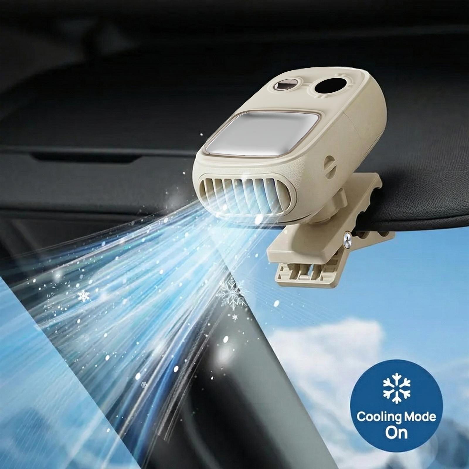 KOEPOKV Car Clip On Fan with LED Display -360° Rotation, Three Speeds Adjustable, USB Rechargeable Personal Cooling Fan, Semi-Cooling Wide Clamp 16Hr Battery 4000mAh Battery
