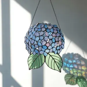 Hydrangea Flower Acylic Suncatcher, Handmade Blue Floral Window Hanging, Art Decor, Boho Cottagecore Gift