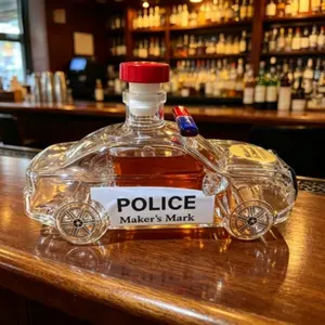 Unique Police Car Shaped Glass Liquor Bottle, Creative Home Bar Decorative Decanter, Perfect for Collectors, Stylish and Functional