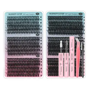 Lash Clusters Kit 708Pcs Individual Cluster Lash Extensions Kit 30D+40D+50D+60D+80D+100D Wispy Eyelash Clusters with Lash Bond and Seal and Tweezers 10-16mm 6 Styles Mix Lashes Clusters Kit