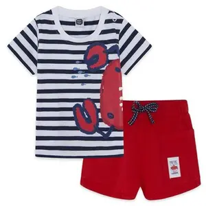 Tuc Tuc Crabby Striped T-shirt and Red Bermuda Shorts Set