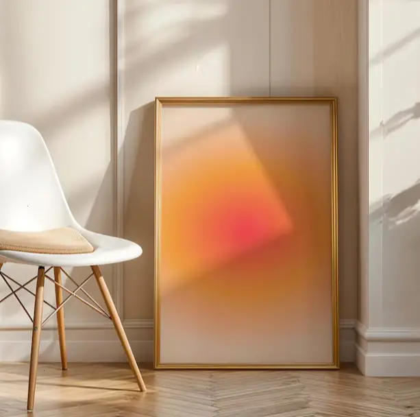 [25% OFF] [UNFRAMED]    Sunset Aura Gradient Art Print, Abstract Warm Glow Poster, Zen Meditation Room Decor, Minimalist Sun Aura Wall Art, Spiritual Gift Idea