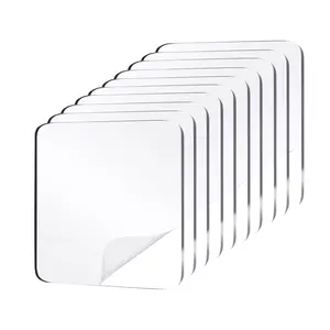 10 count 2.4" Clear Double Sided Adhesive Pads for Mounting,  Sticker  Heavy Duty Square Sticky Patch Walls  Nano Gel Tape for DIY Craft  Office