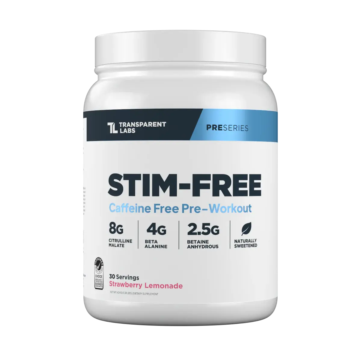 Transparent Labs Stim-Free Pre-Workout Powder (Caffeine-Free) - 8g Citrulline Malate, Beta-Alanine, Natural Flavor, Stevia-Sweetened Dietary Supplement for Fitness Endurance & Healthcare Support