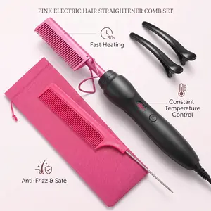 Wig Styling Tool Hot Comb for Black Hair, Electric Heated Straightening Comb for Natural Hair, Silk Press Comb for Wig Styling at Home