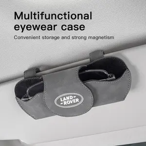Car Sun Visor Suede Leather Glasses Case Eyeglass Holder Sunglasses Clips For Land Rover Range Rover Evoque Velar Defender Discovery Freelander Land Cruiser