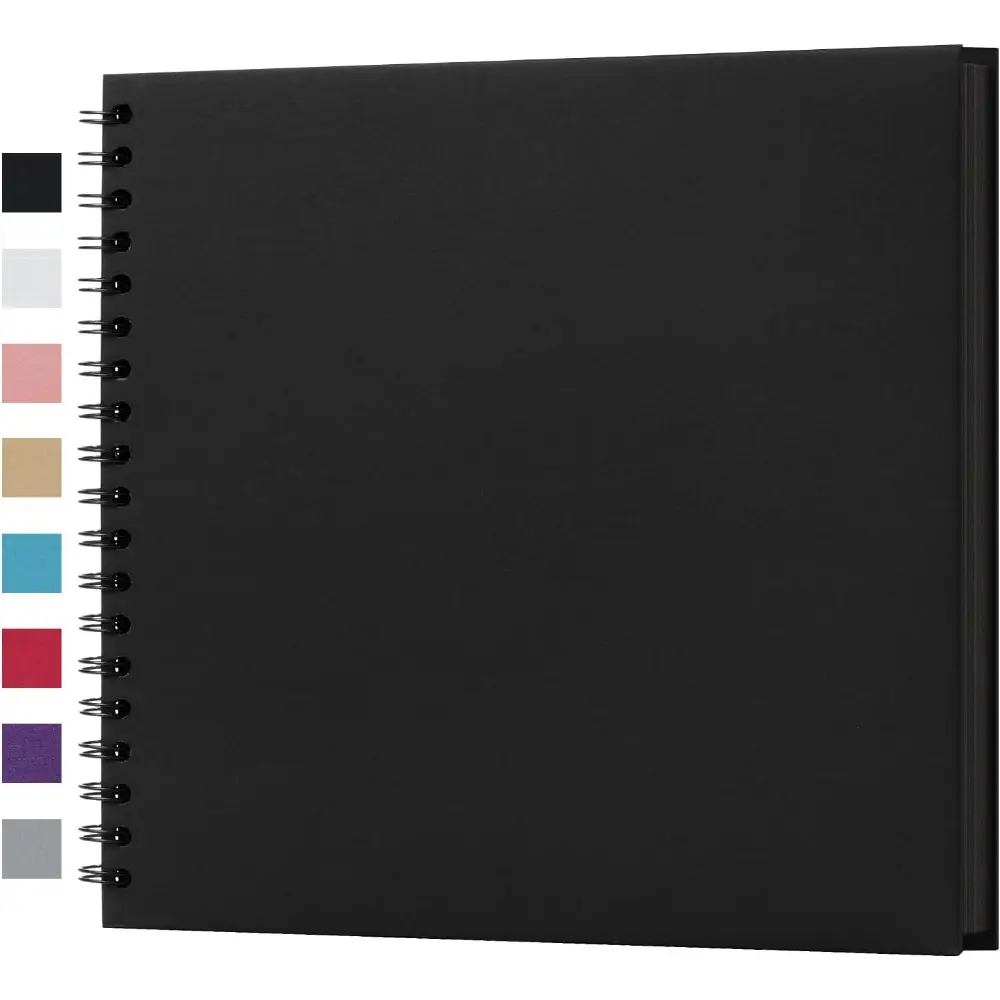 potricher 10 x 10 Inch DIY Scrapbook Album 40 Pages Hardcover Kraft Paper Scrap Book Photo Albums Memory Book for Wedding and Anniversary Family (Black, 10 Inch)