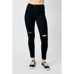 Judy Blue High Waist Heavy Destroy Raw Hem Skinny Denim 88562 judy blue, Love, Polyester
