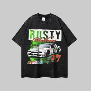 Rusty Wallace #27 NASCAR Vintage Washed Graphic T-Shirt, Retro Racing Streetwear Tee