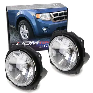 iJDMTOY OEM-Spec 5202 Halogen Bulb Fog Light Assemblies with Fog Bracket, Wiring Harness & Switch For 2008-2012 Ford Escape