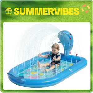 QPAU Unique Gifts for One Year Old,Blue Whale Toy Splash Pad for Toddlers, Inflatable Pool as Birthday Gifts for 1 Year Old Girls ＆ Boys