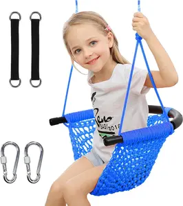 Hand-Knitting Toddler Swing, Swing Seat for Kids with Adjustable Ropes, Little tikes Swings Set, for Outdoor Indoor,Home,Tree, Playground, Backyard,Adjustable Toddler Rope Swing Seat with Snap Hooks and Straps, 440 lbs Capacity