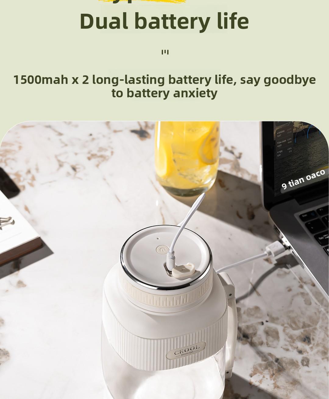 CEool Portable Blender, Cordless Personal Juicer Cup, Multifunctional Fruit & Ice Crushing Blender for Home and Travel