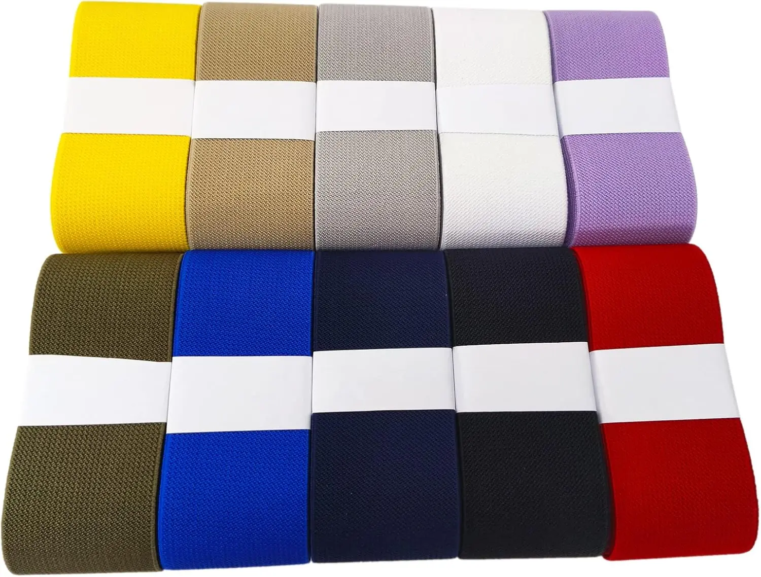2 inch Wide Knit Elastic Band for Sewing 20 Yards Colored Elastic Binding Tape Double-Side Elastic Thick Ribbing Fabric for Neckline Stretchy Elastic Strap for Pants-Wigs-Skirts-DIY Craft