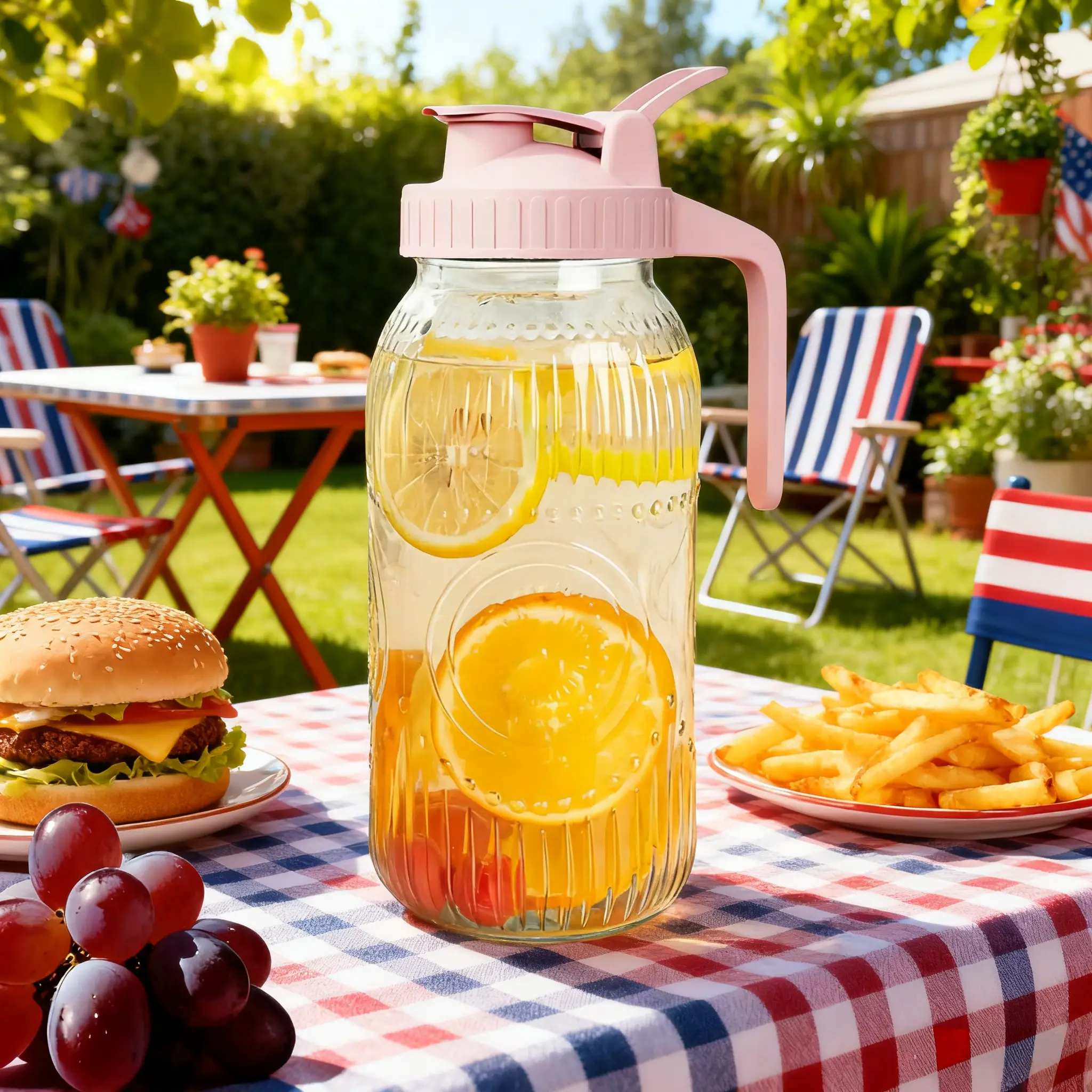 Vintage Half Gallon Mason Jar Pitcher Large 64 oz Wide Mouth with Lid - 2 Quart Airtight Glass Jug for Water, Juice, Milk, Tea, Iced Coffee and Drinks