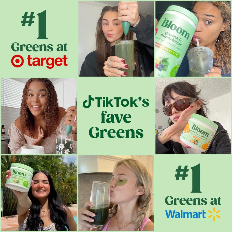 Bloom Nutrition Greens & Superfoods Powder (30 Servings) - New Year New Me - Digestion, Gut Health, Bloating Relief, Spirulina & Chlorella with Probiotics & Antioxidants