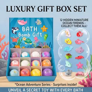 Rainbow bath bomb set, scented bath bombs, bath bombs for bathtub use. Ocean series bath bomb blind box, contains a random small toy, bath bomb gift. Bath bomb balls, stress-relieving, sleep-aiding, body care, a top choice for gifts.