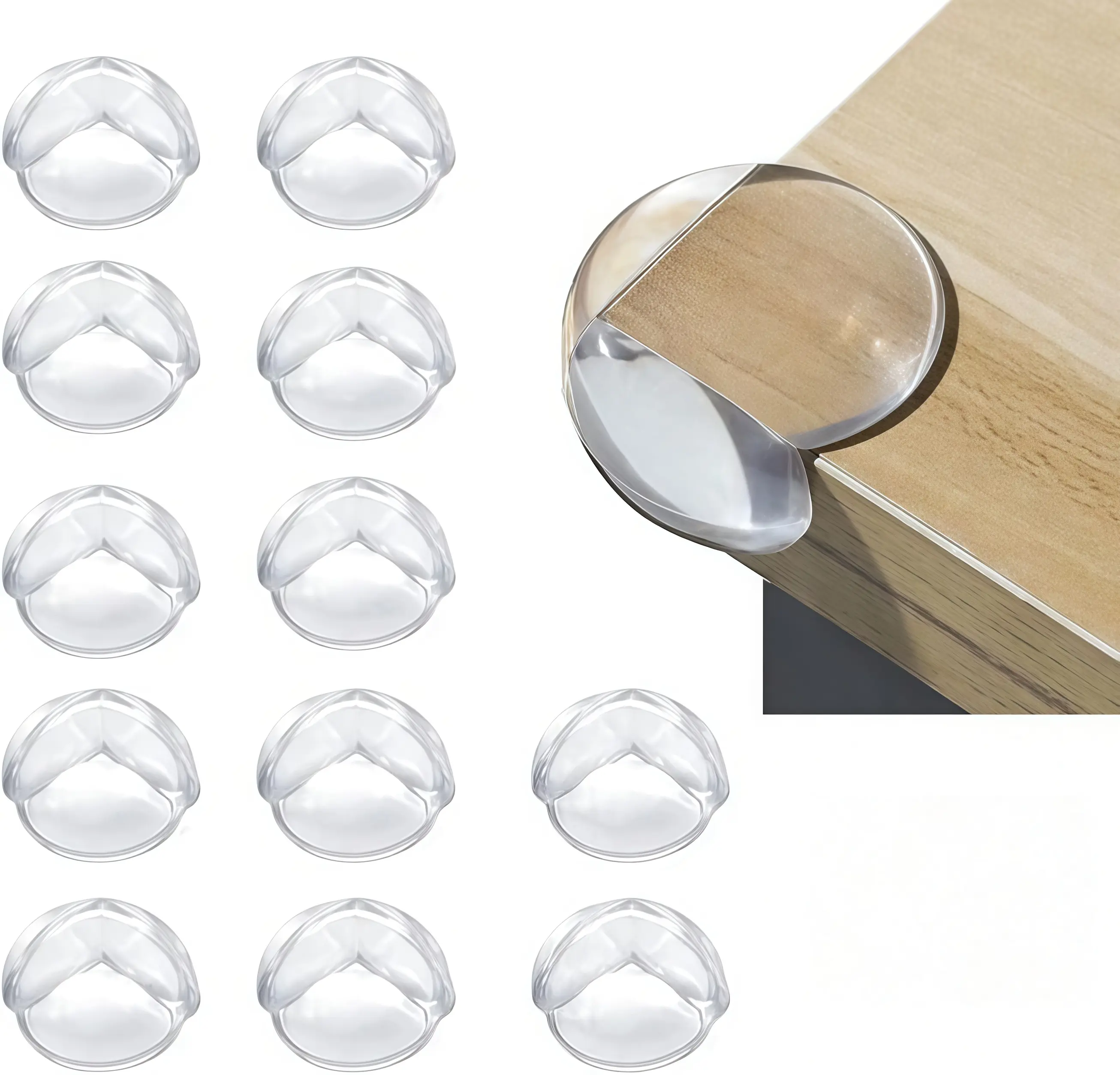 16pcs Invisible Transparent PVC Table Edge Washers - Self-Adhesive Rounded Corners Collision Guard, Soft Transparent Furniture Safety Covers for Table Cabinets (Child Accident Prevention)